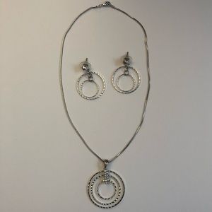 Silver necklace and earrings set